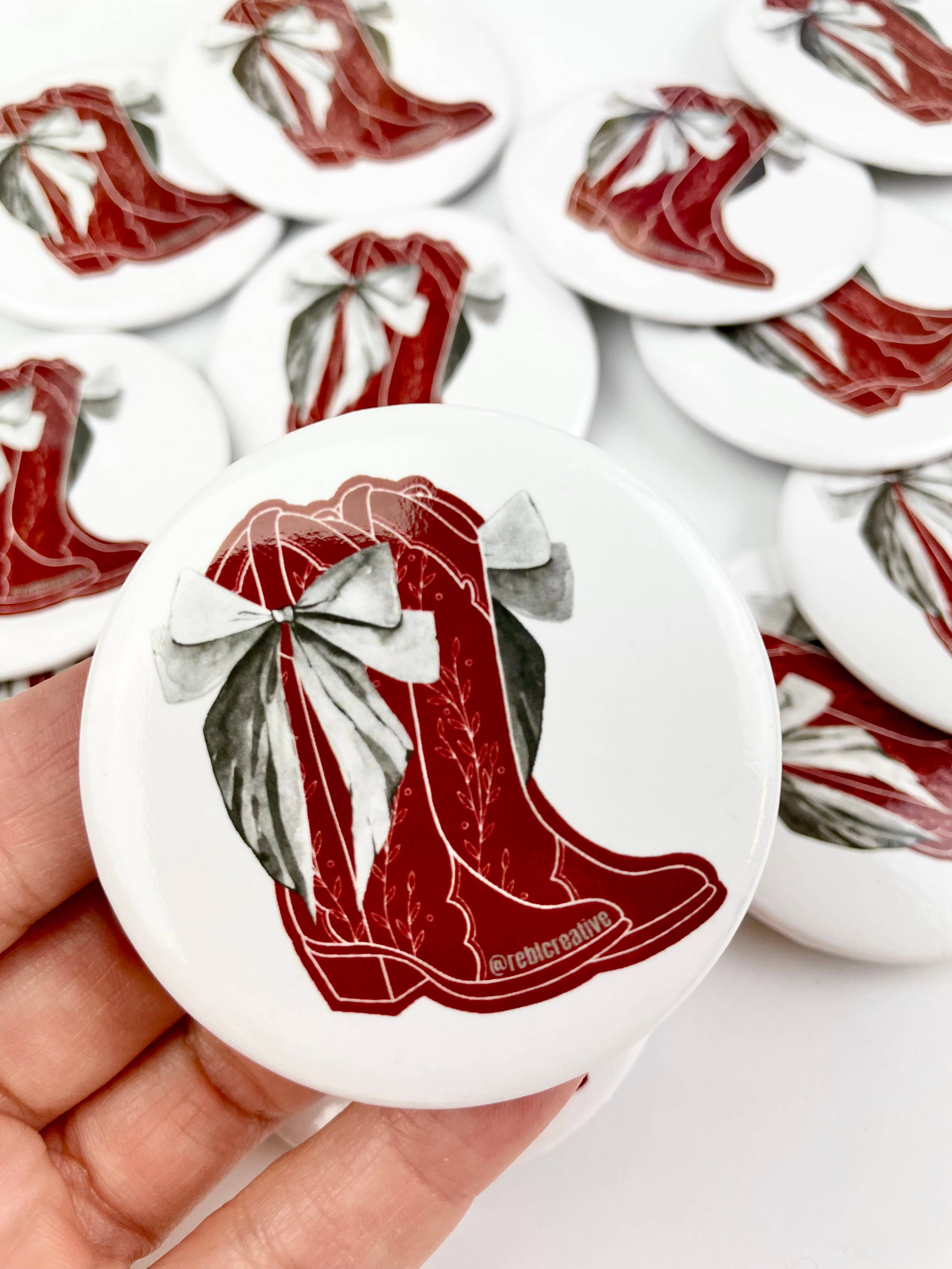 Bows and Boots - Grey and Maroon - Game Day Button