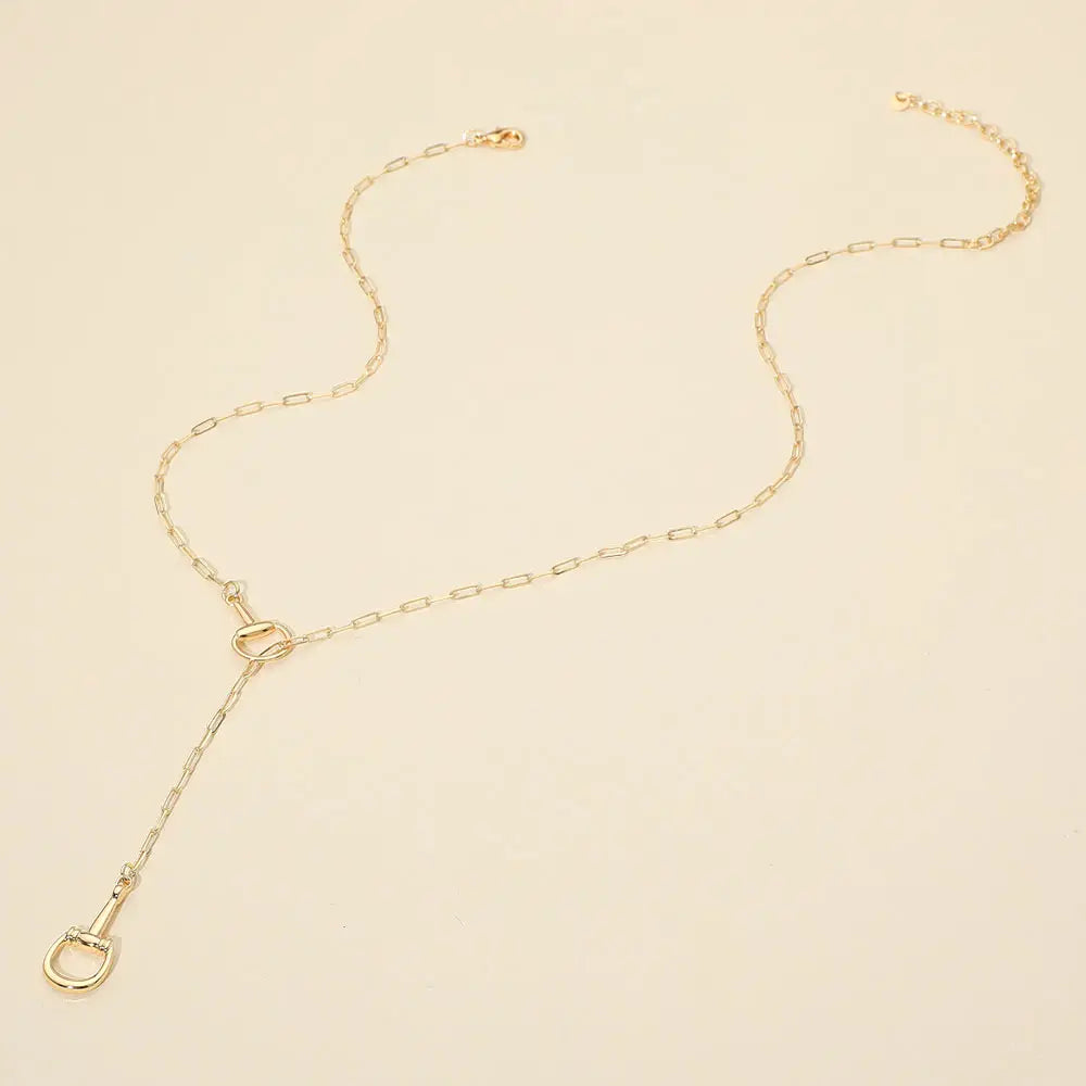 Horsebit link sliding paperclip chain necklace