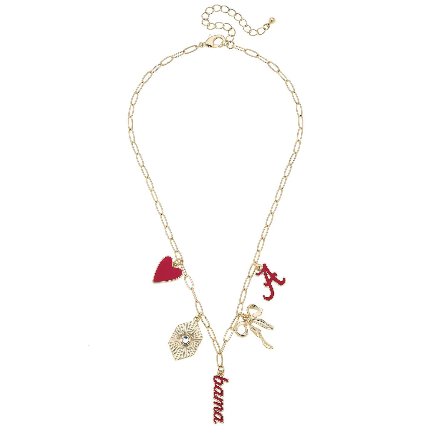 Alabama Crimson Tide paper clip chain 5 charm necklace