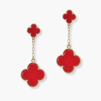 Small clover with big clover drop dangle earrings