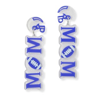 Acrylic glitter football helmet "MOM" dangle earrings