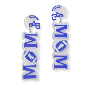 Acrylic glitter football helmet "MOM" dangle earrings