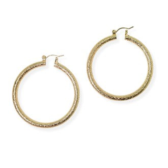 Gold dipped 50mm textured hoops