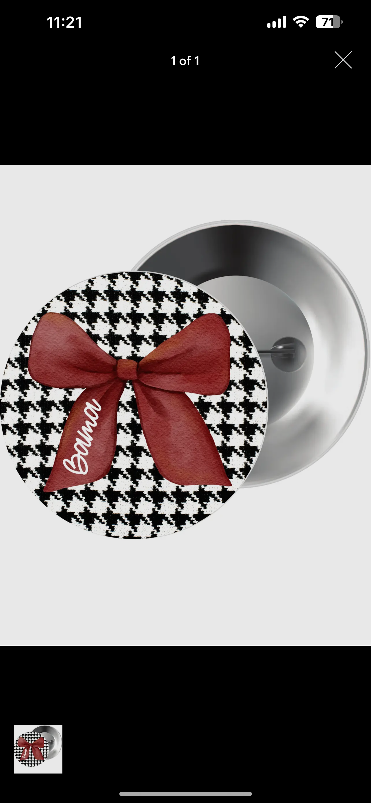 3" Houndstooth with bama bow button