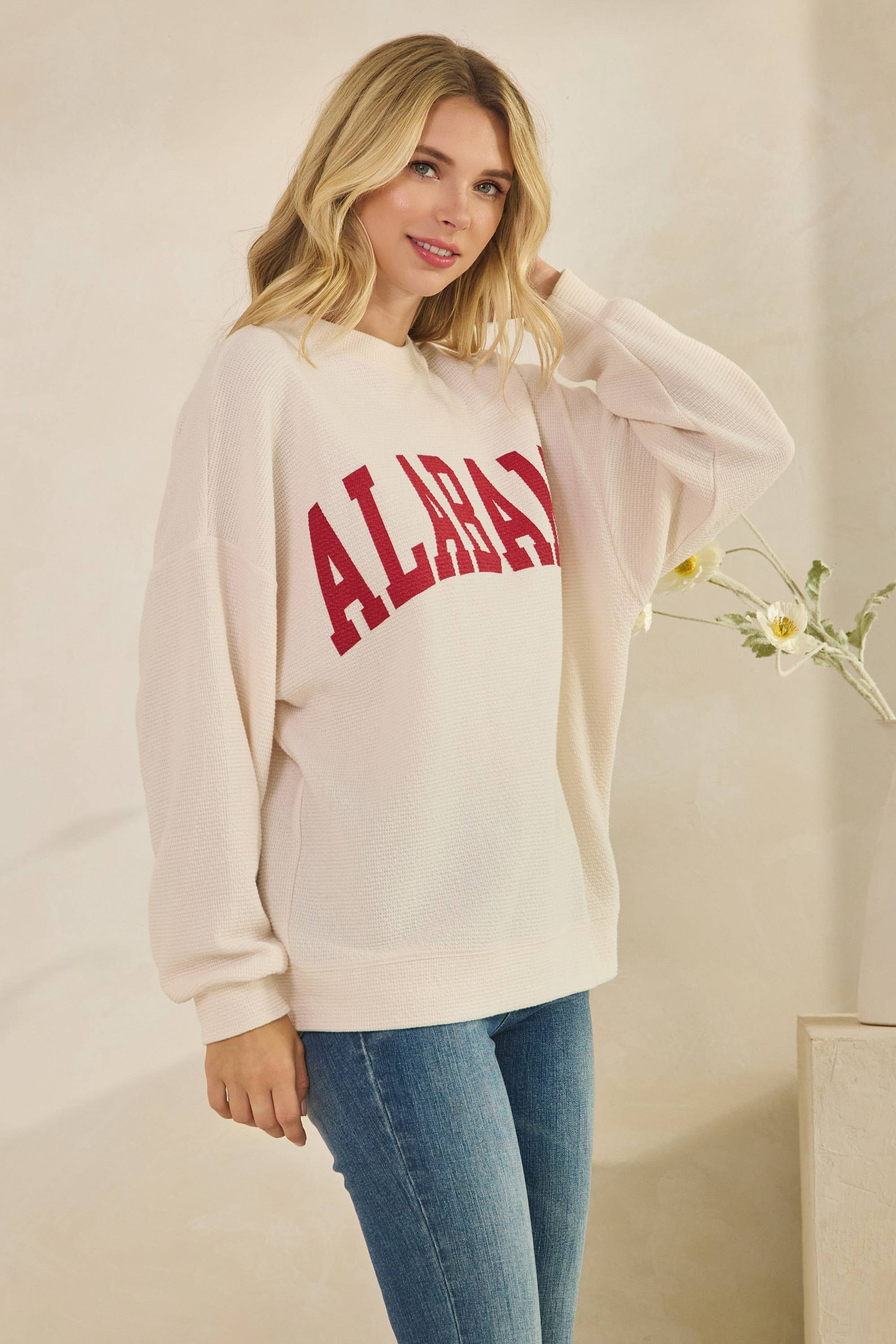 T-42054 (ALABAMA CLOUDY KNIT GRAPHIC L/S TOP)