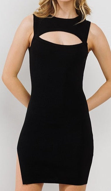 Chest cut out bodycon high one side