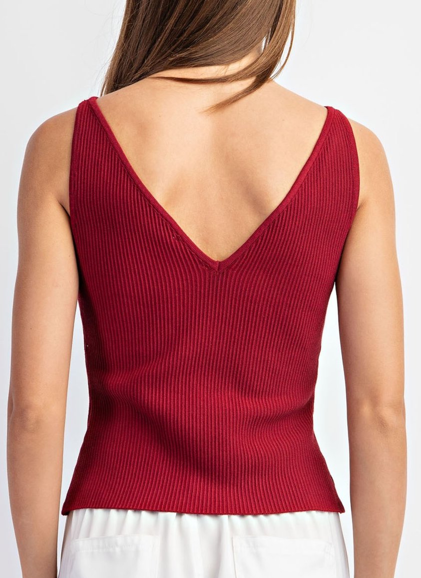 V-Neck Ribbed Knit Tank