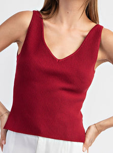 V-Neck Ribbed Knit Tank