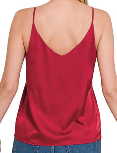 Thin strap satin tank top
