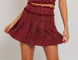 Tweed pleated skirt