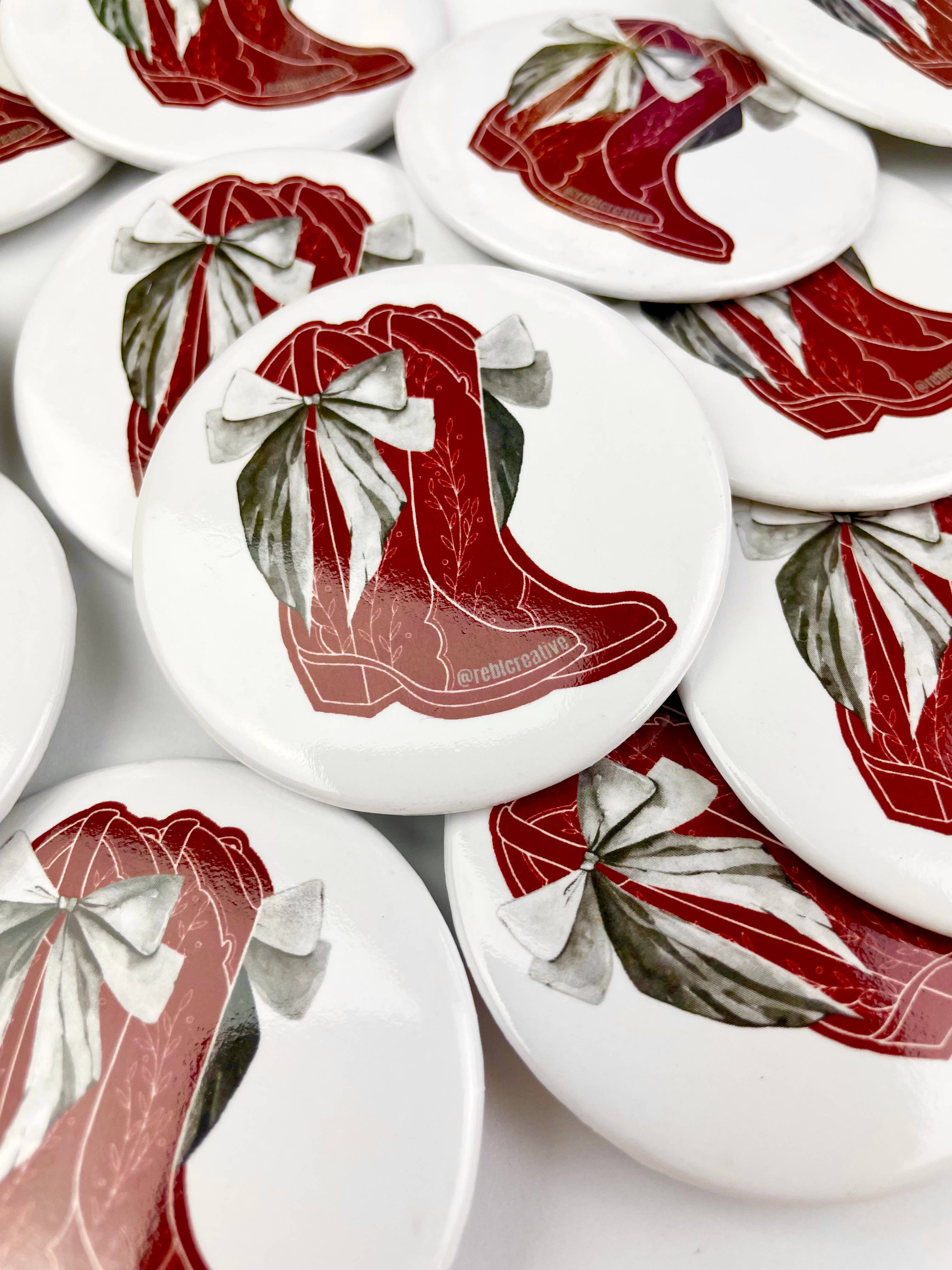 Bows and Boots - Grey and Maroon - Game Day Button