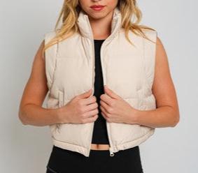Cropped padded drawstring vest