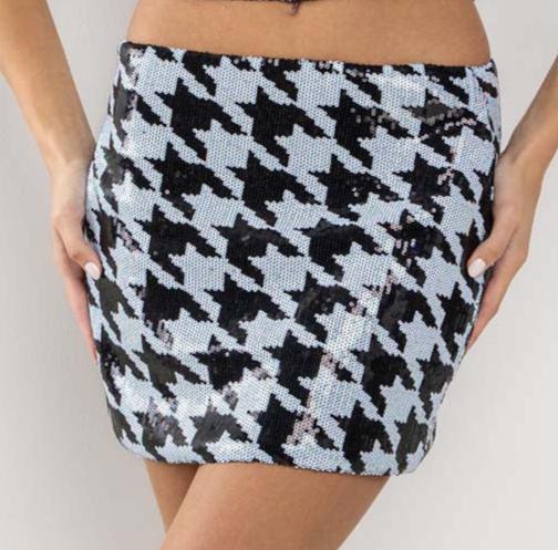 Houndstooth Sequin Skirt