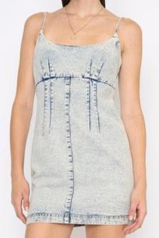 spaghetti strap acid washed fitted dress