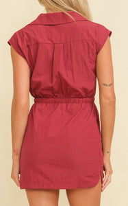 Cap sleeve parachute zippered mini dress