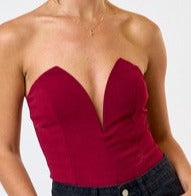 Strapless deep V neck bodysuit