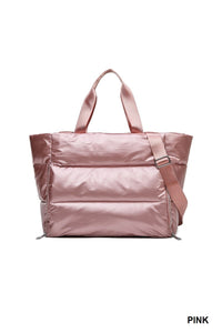 Waterproof puffy metalic weekender bag