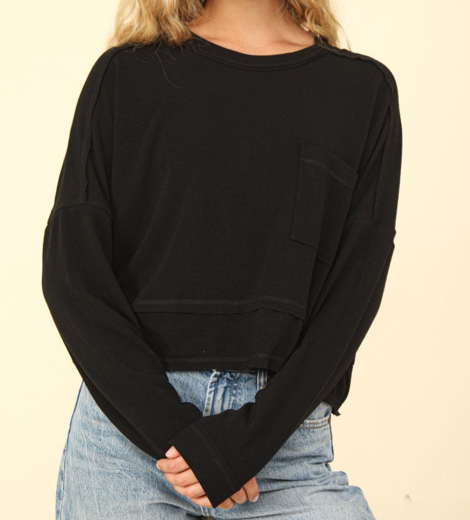 Oversized crop knit top