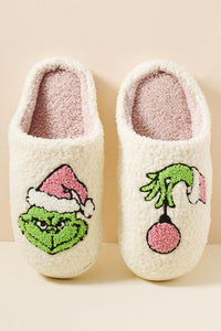 grinch embroidered slippers