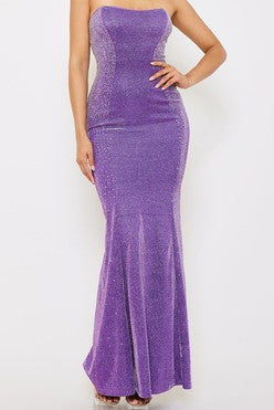 Rhinestone tube top maxi shine dress