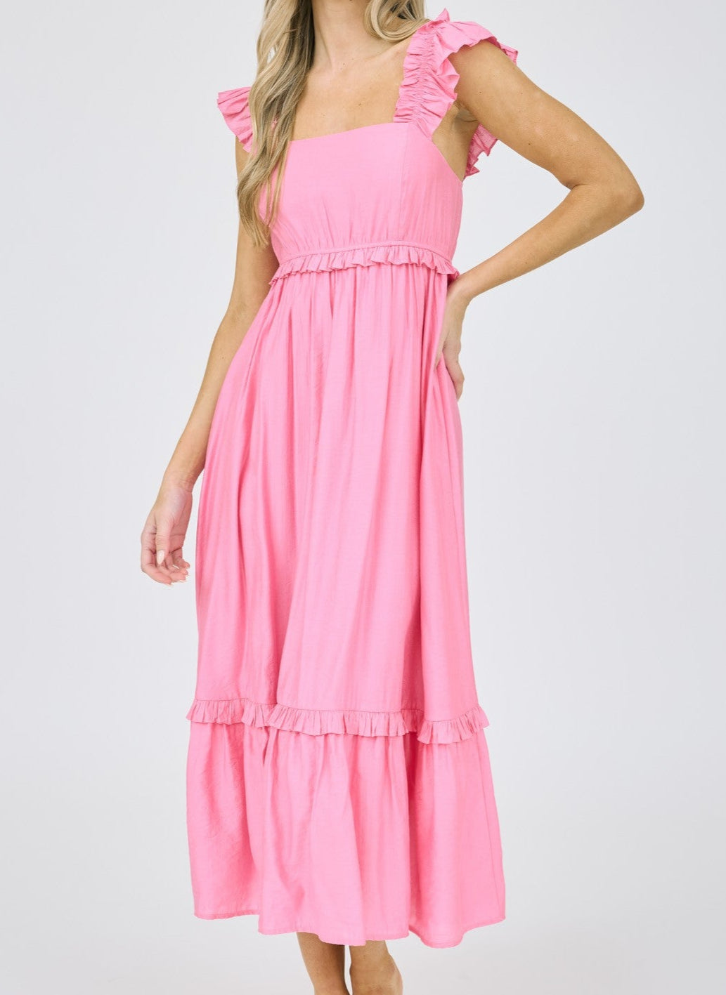 Ruffle sleeve empire waist mini/maxi