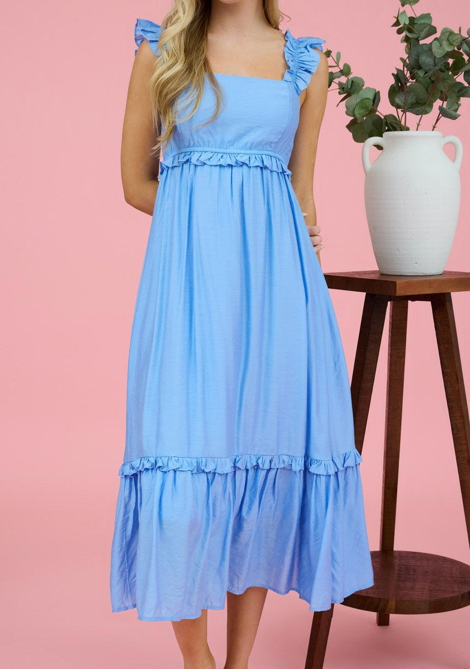 Ruffle sleeve empire waist mini/maxi