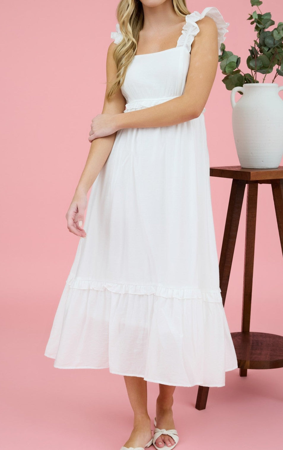 Ruffle sleeve empire waist mini/maxi