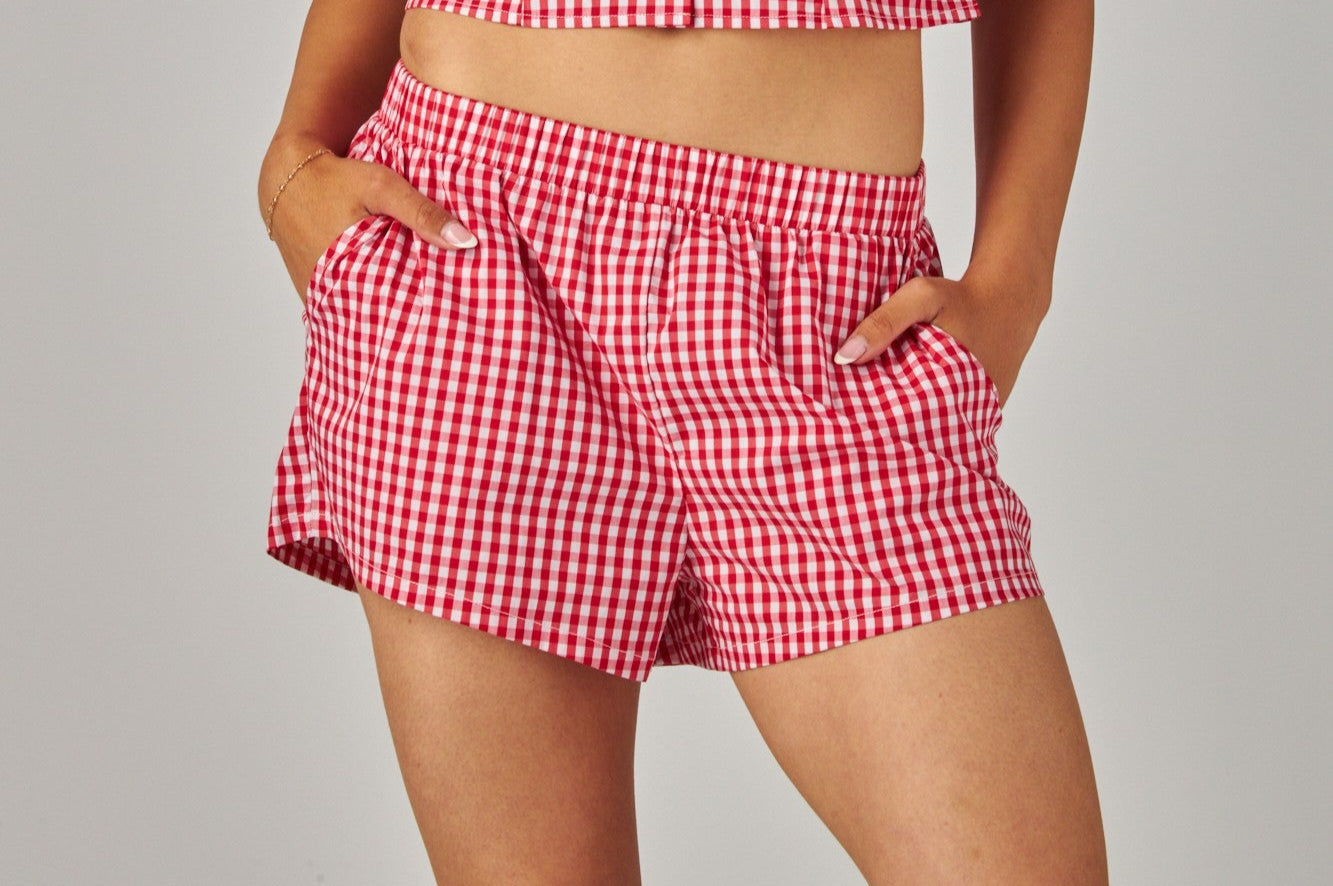 Gingham boxer shorts with elastic band