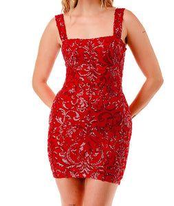 Tank strap sequin design tie back dress