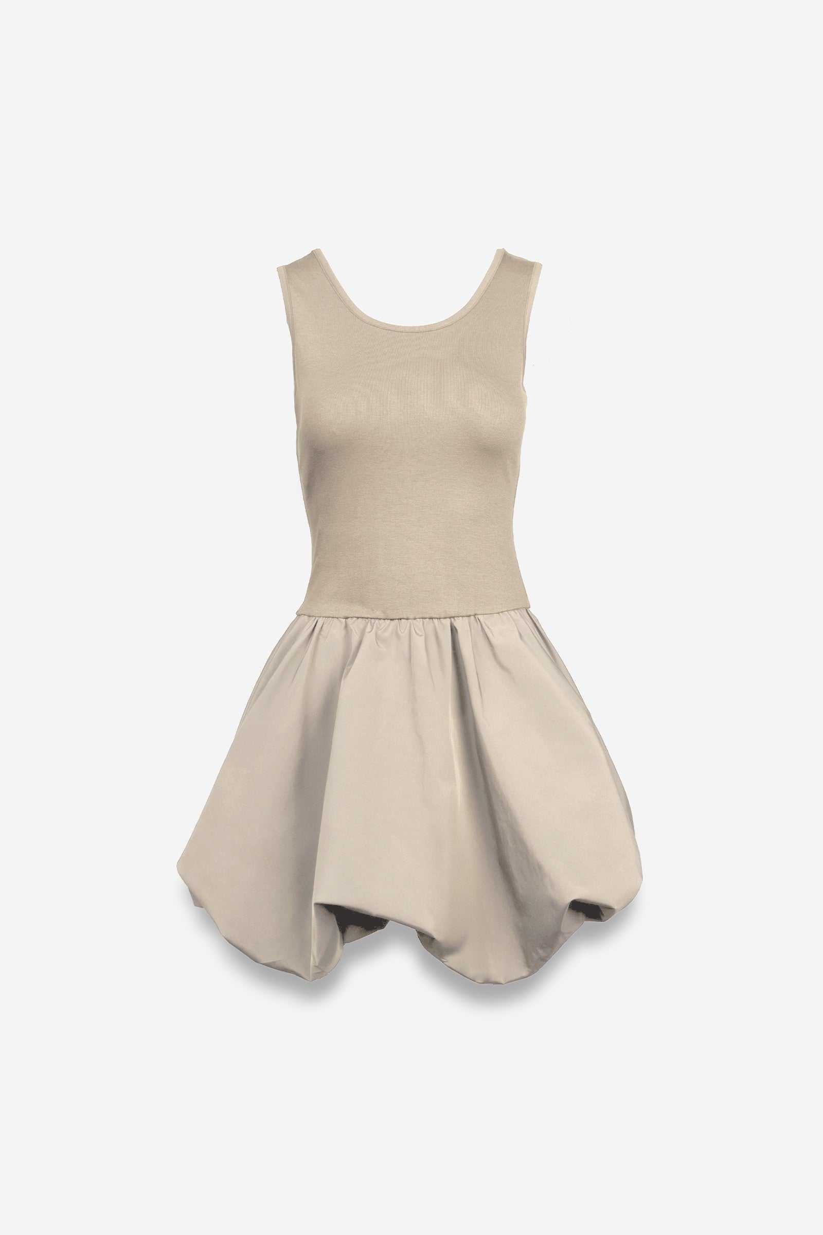 sleeveless bubble skirt mini dress mixed media
