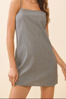 Spaghetti strap gingham boxy dress