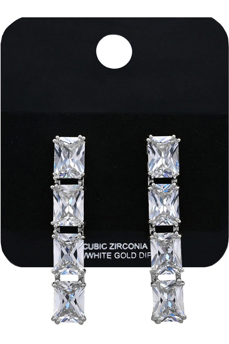 Four emerald shape stone earrings