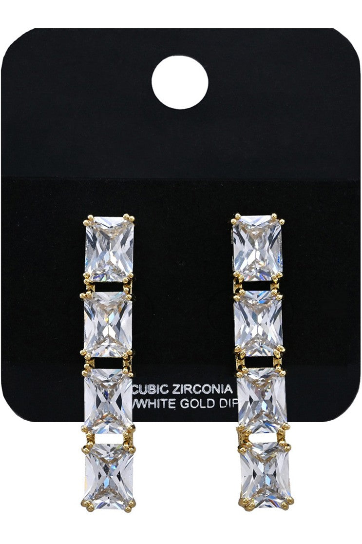 Four emerald shape stone earrings