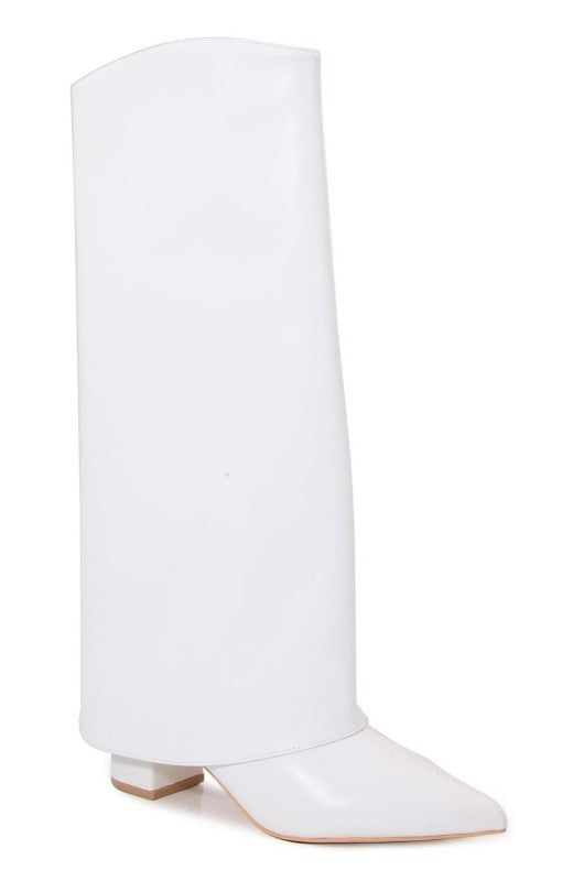 Fold over block heel boot