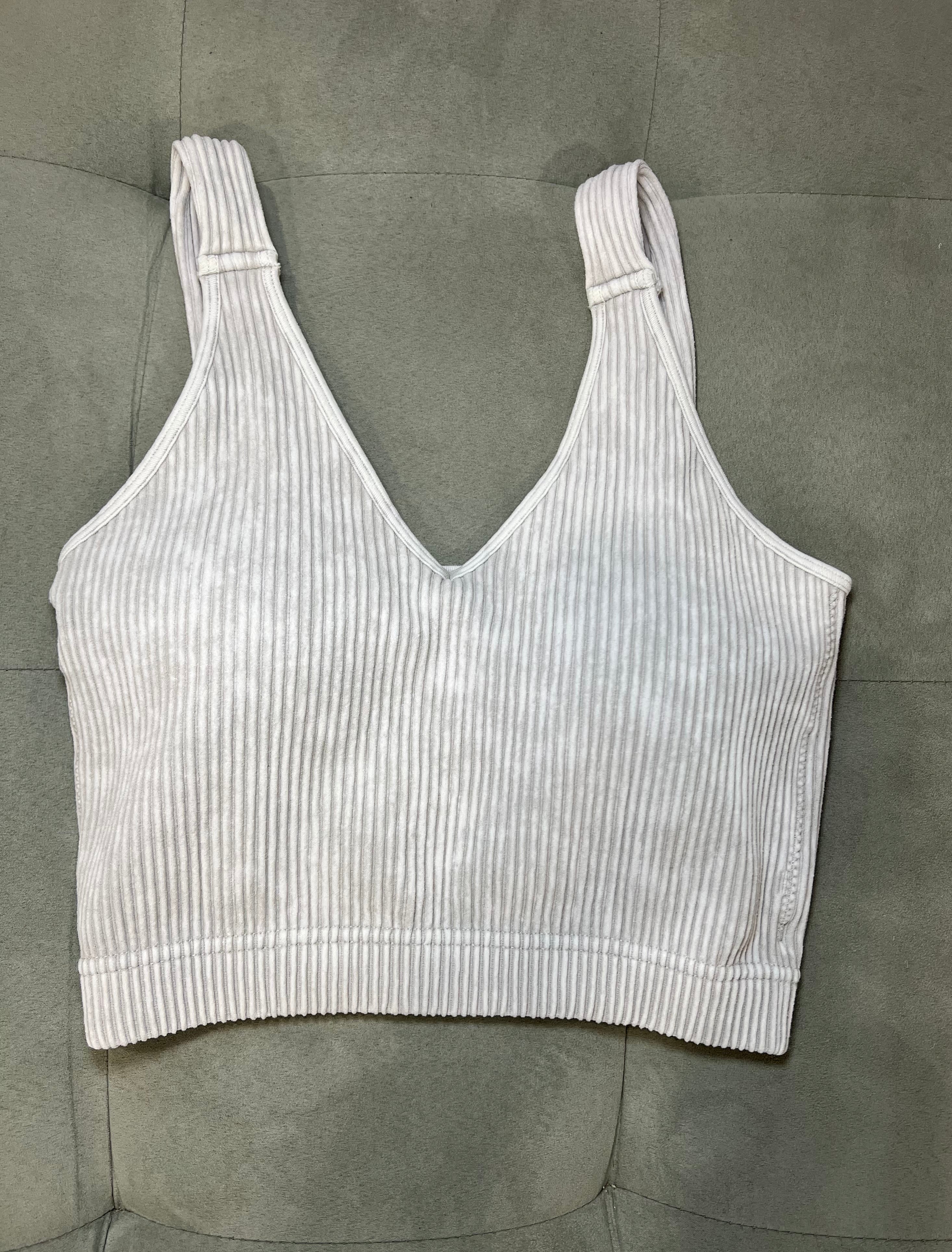Padded ribbed tank bra