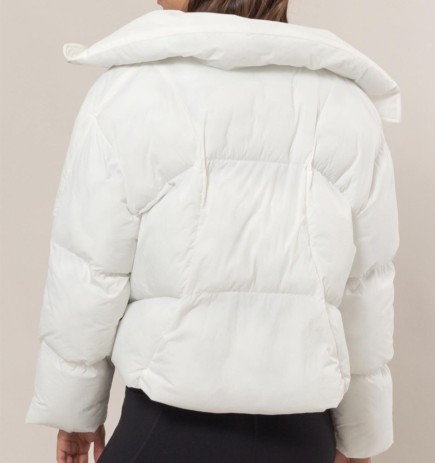 Puffer crop with draw string tall color jacket