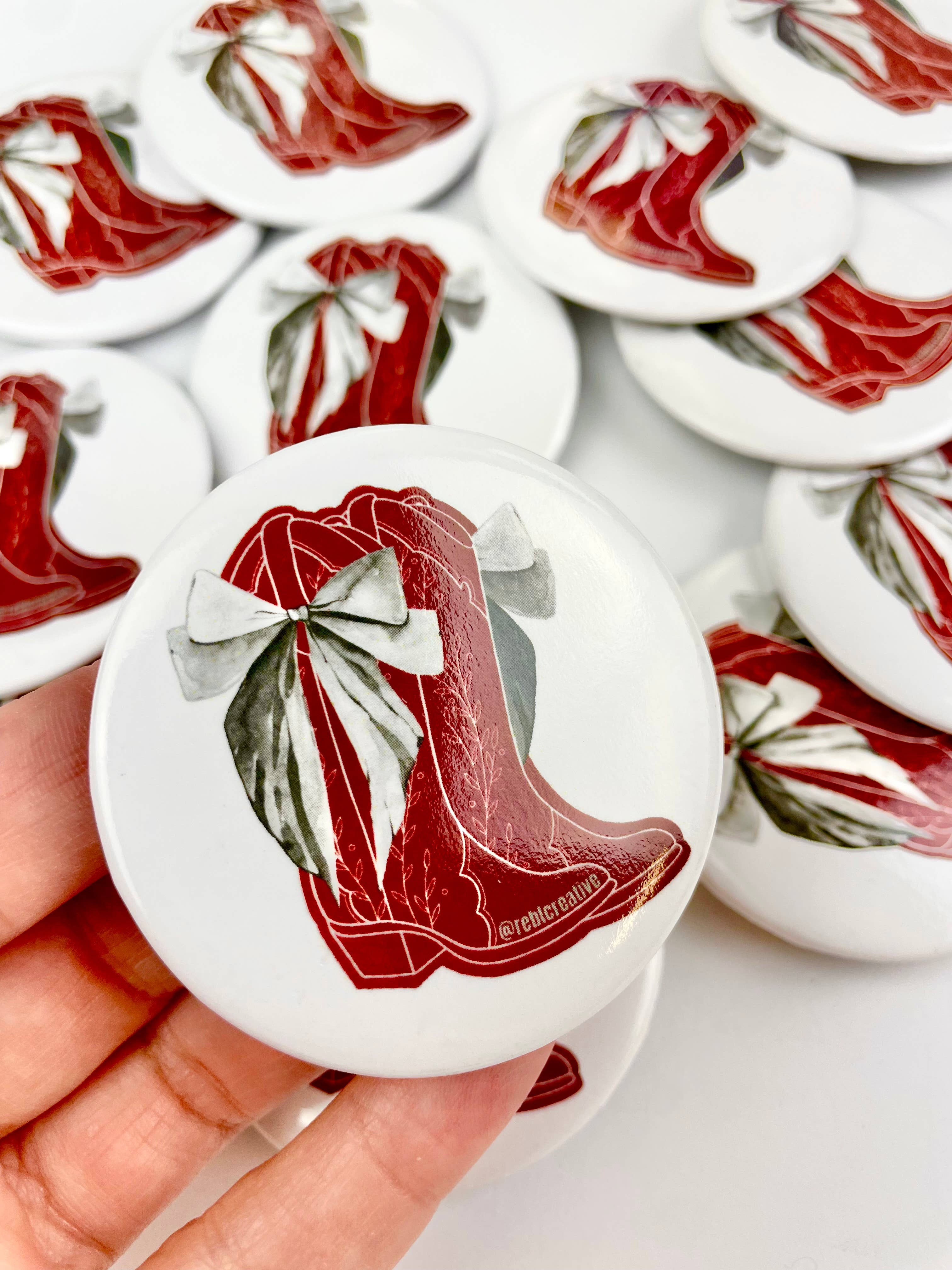 Bows and Boots - Grey and Maroon - Game Day Button