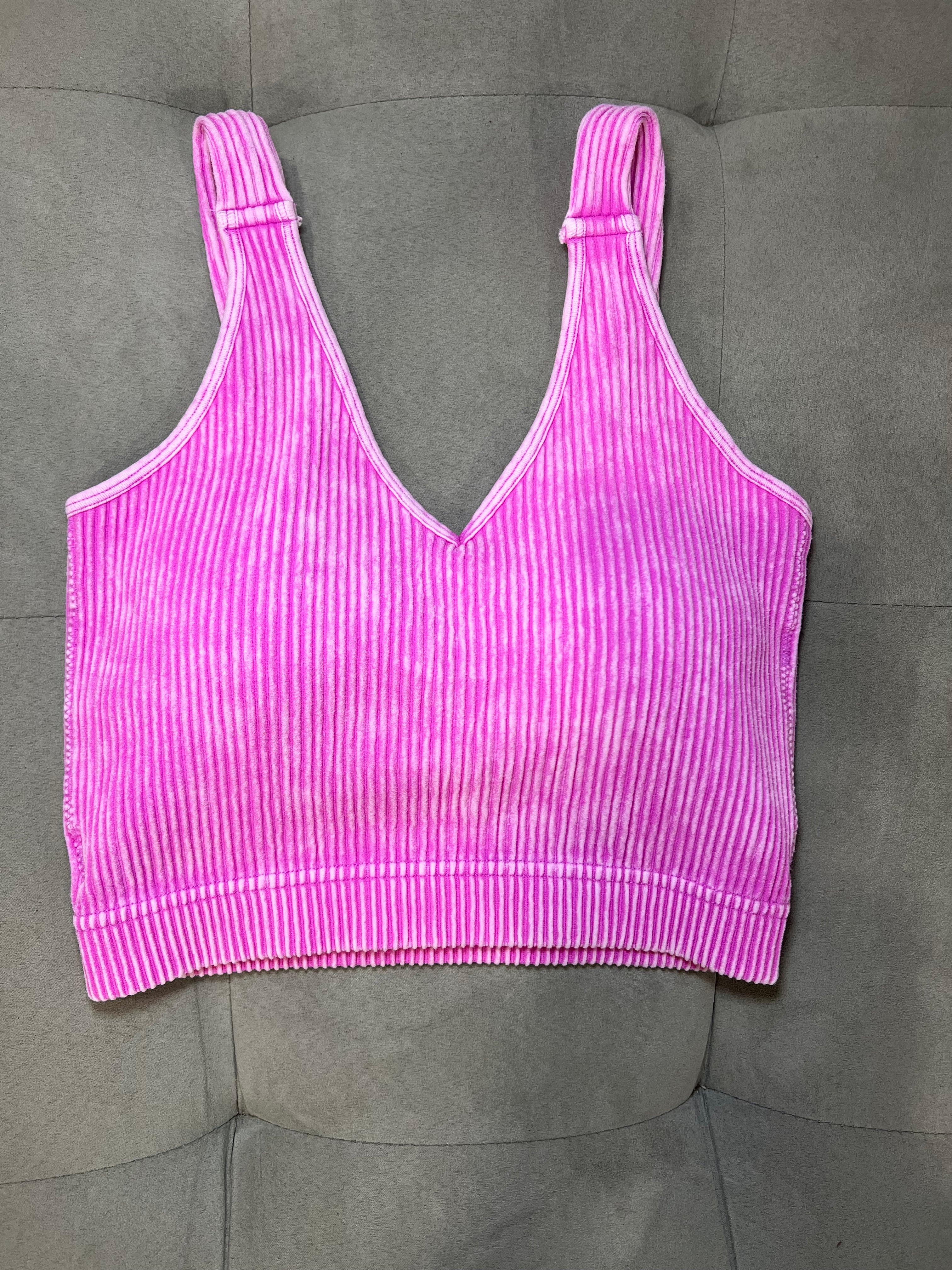 Padded ribbed tank bra