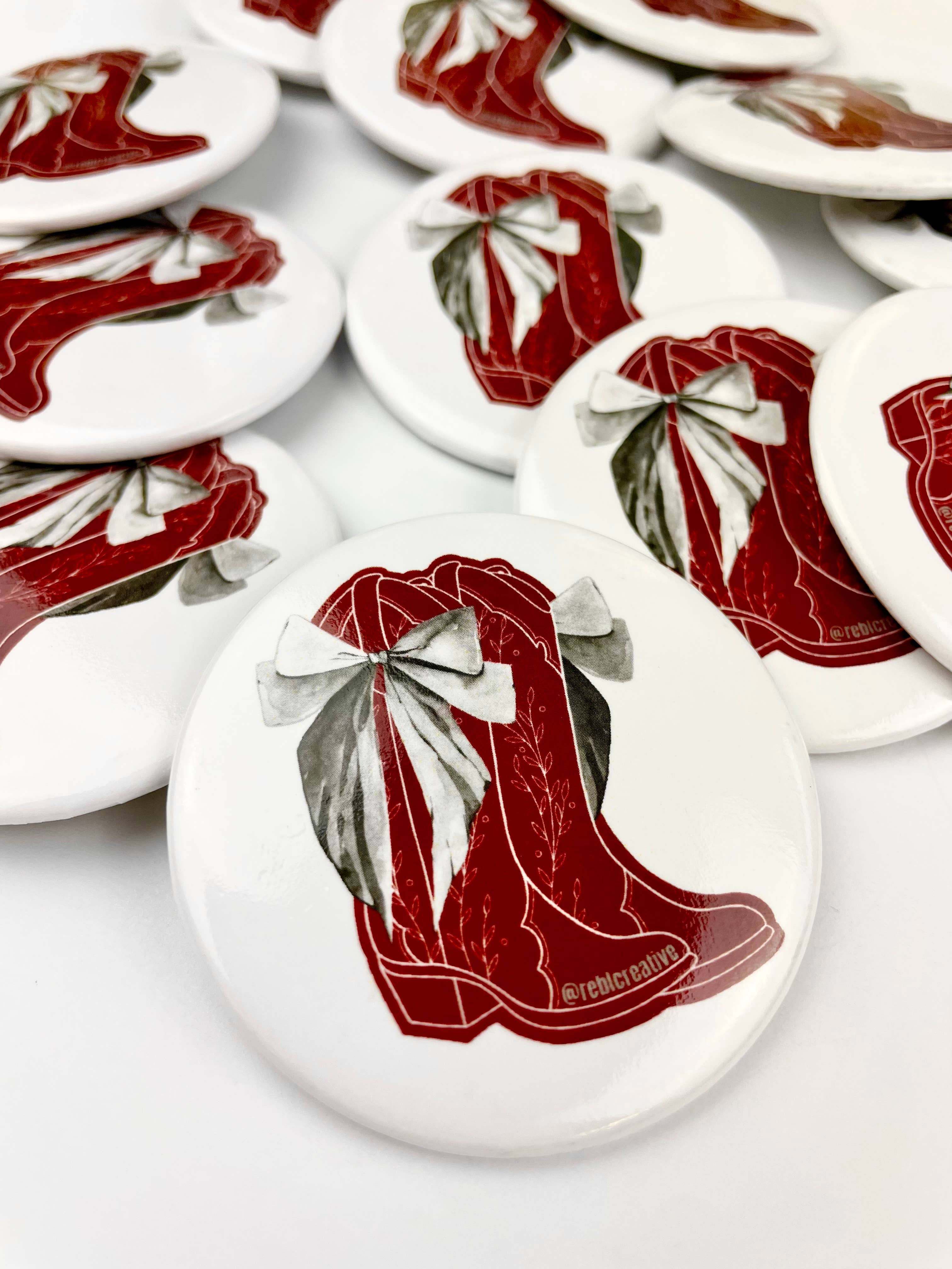 Bows and Boots - Grey and Maroon - Game Day Button