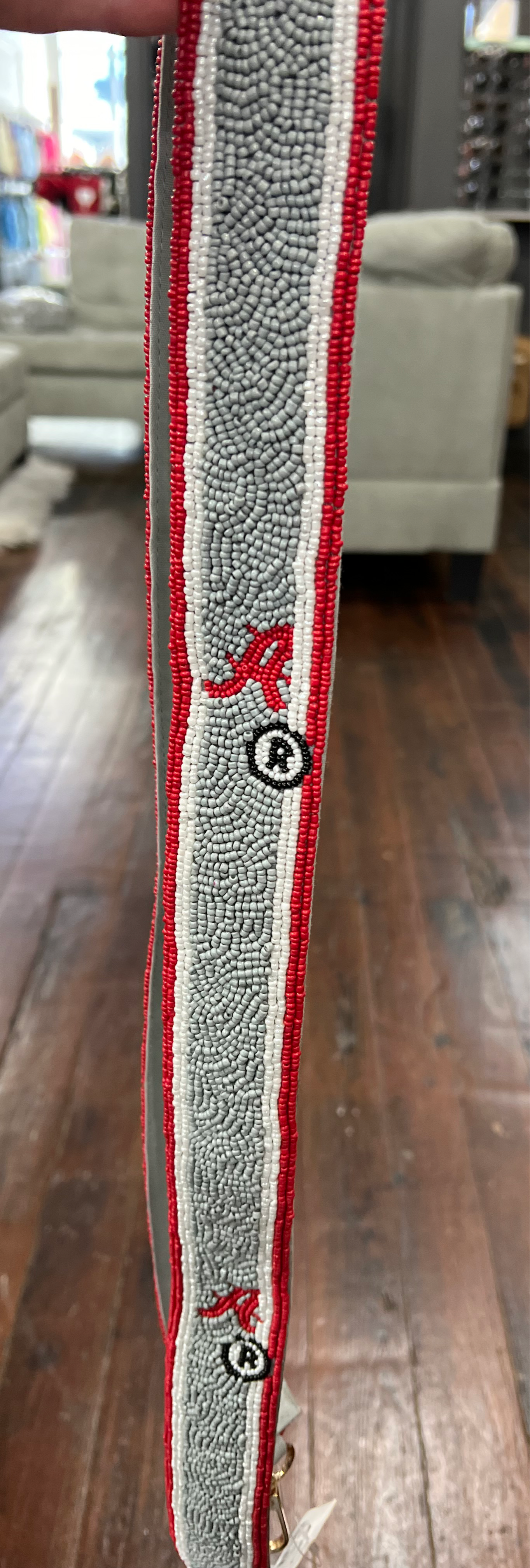 License A beaded purse strap
