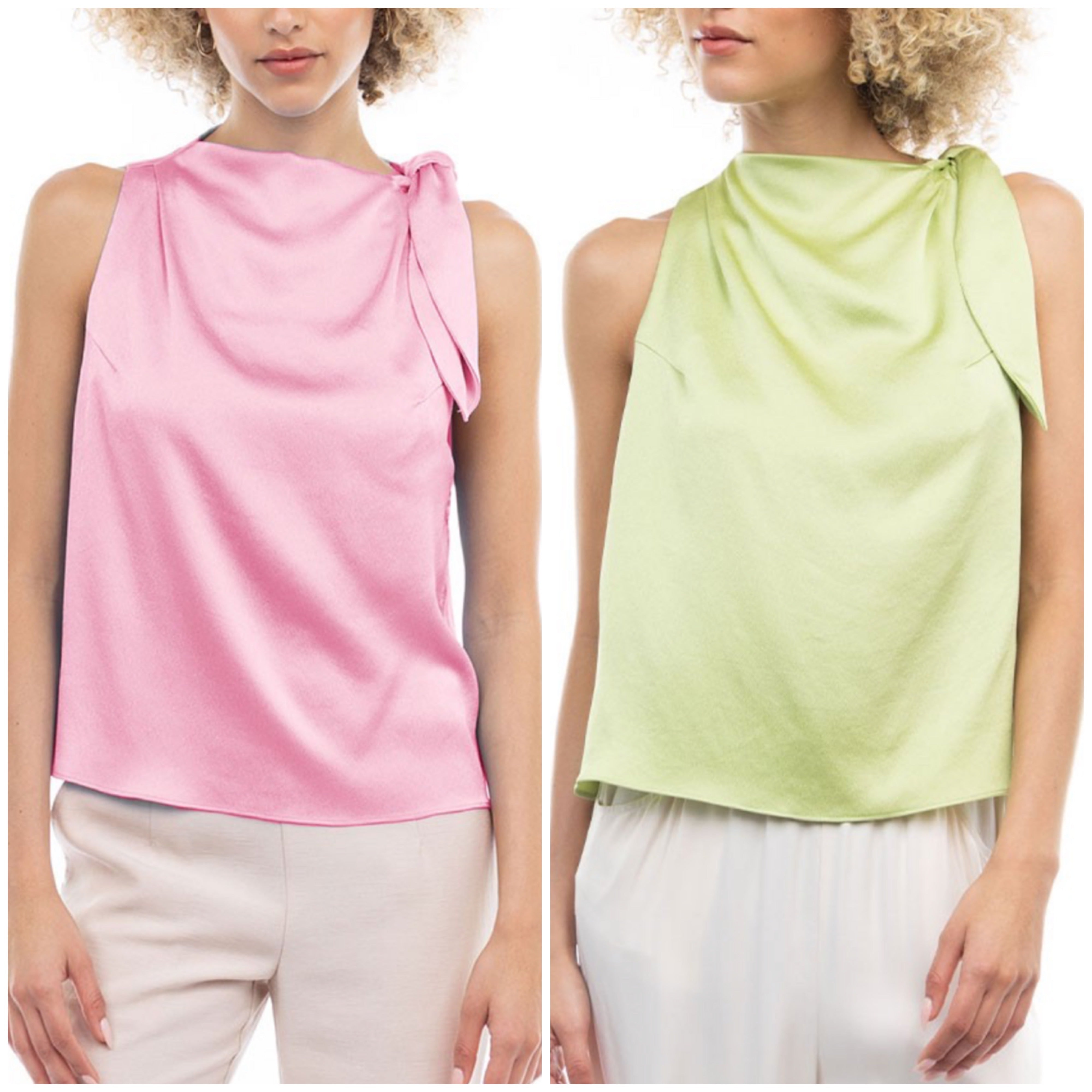 Sleeveless with shoulder tie detail blouse