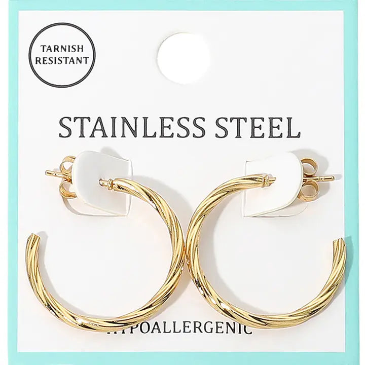 Twisted stainless steel hoop earrings