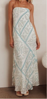 Strapless A-line aztec print