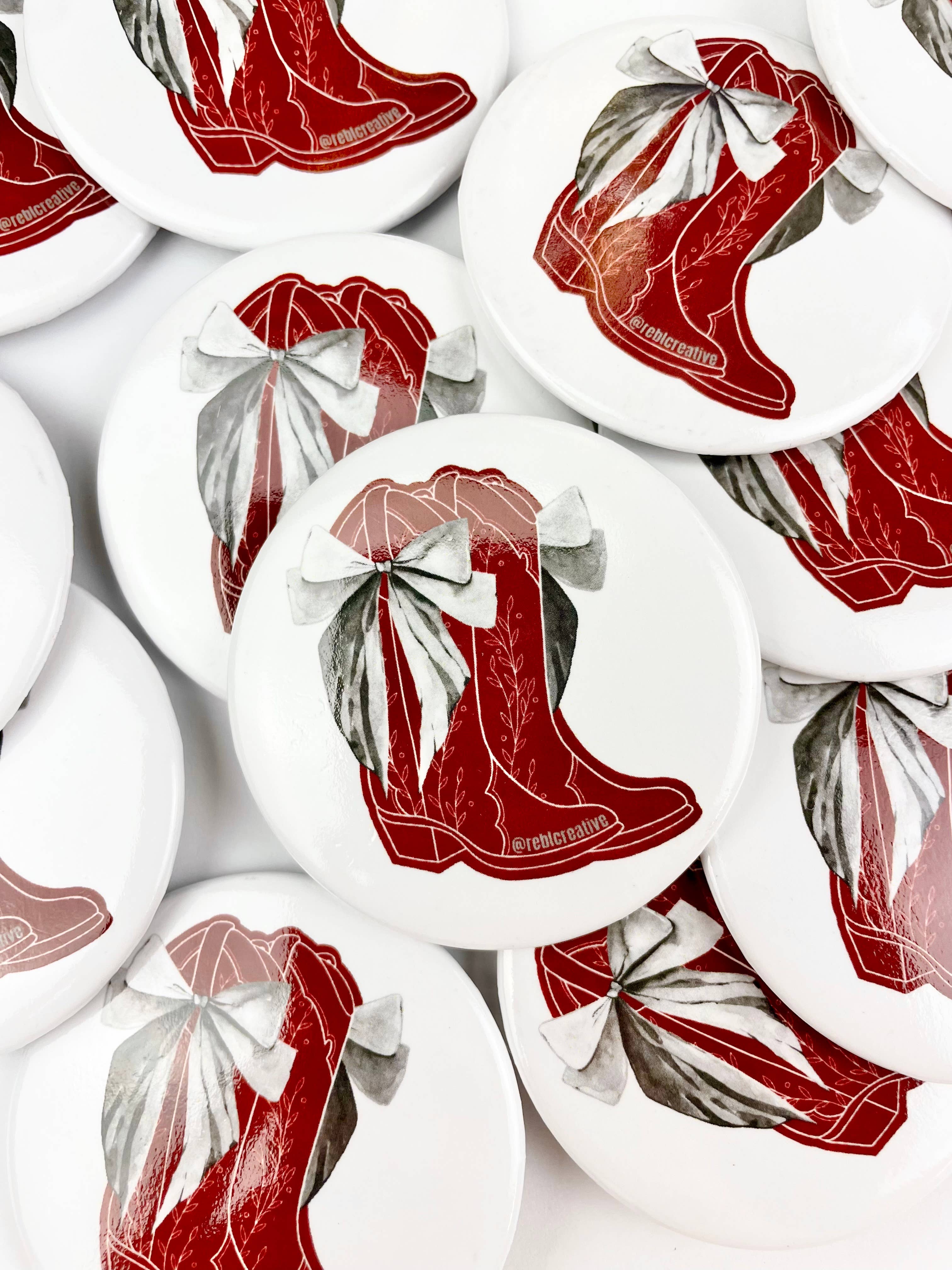 Bows and Boots - Grey and Maroon - Game Day Button