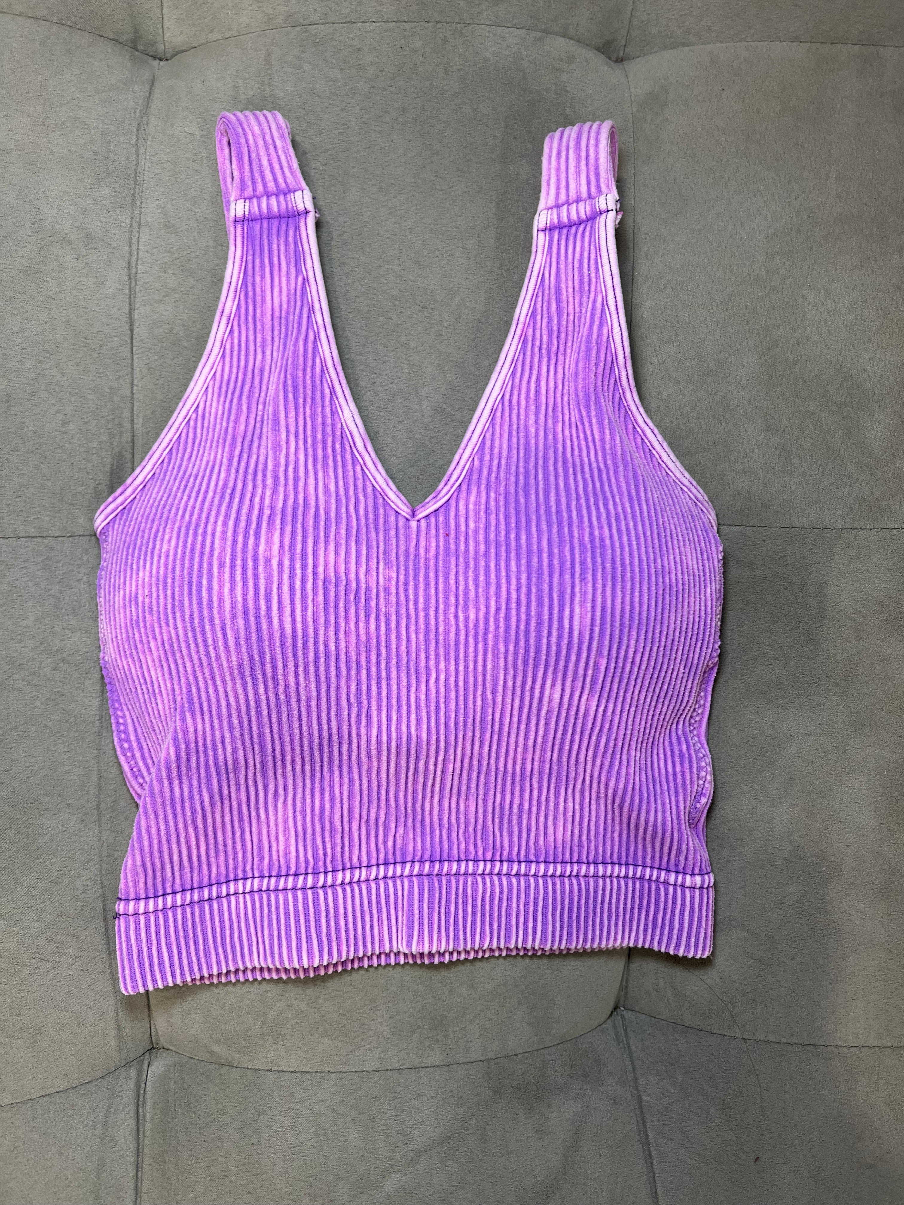 Padded ribbed tank bra