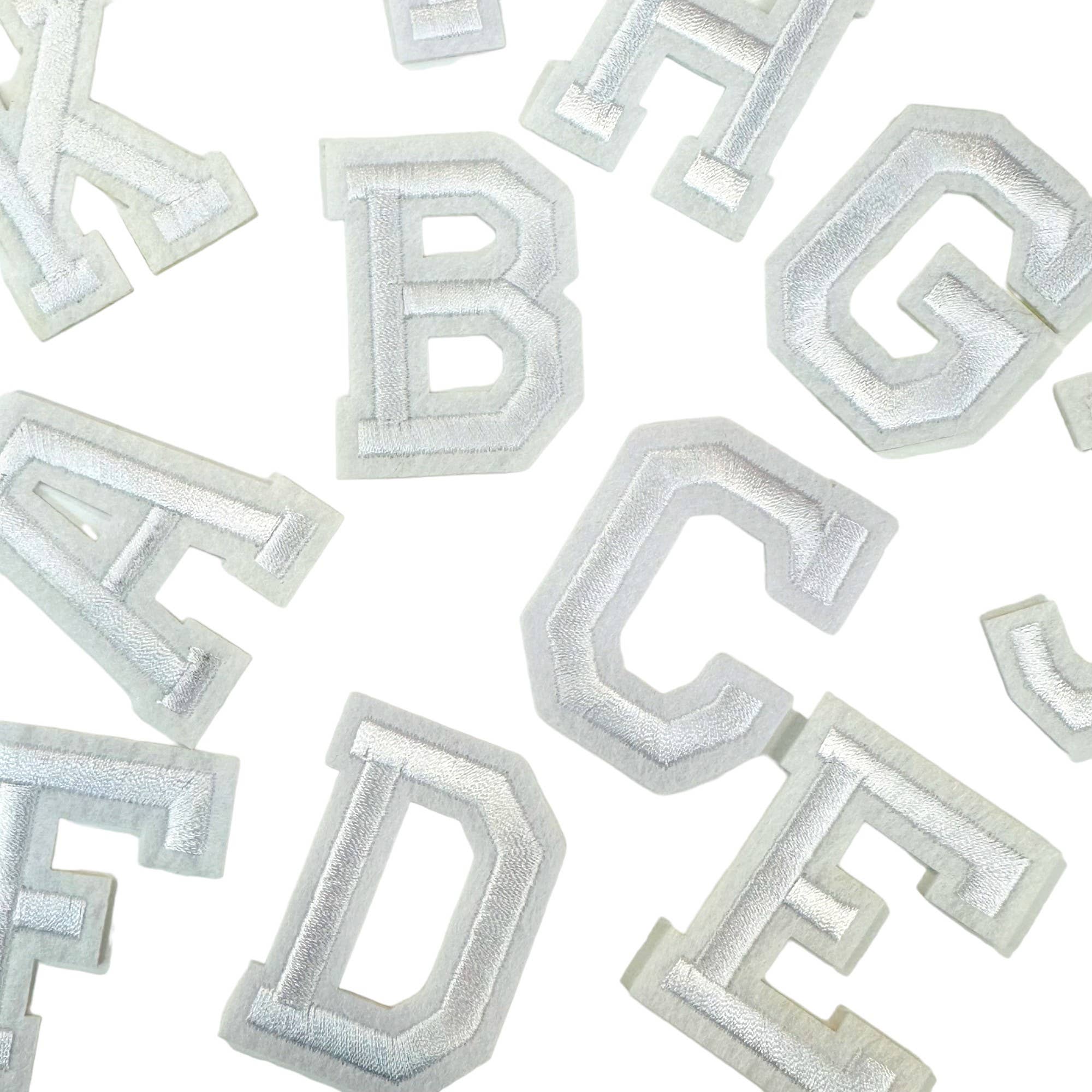 Iron On White Letter Patches
