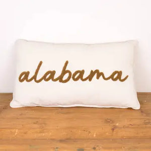 Taupe embroidered Alabama pillow