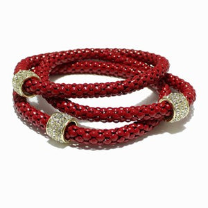 3 set rhinestone slide snake textured bracelets