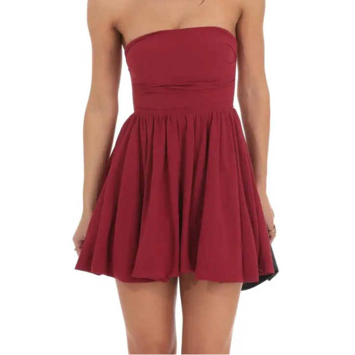 Strapless long bubble with lace up back