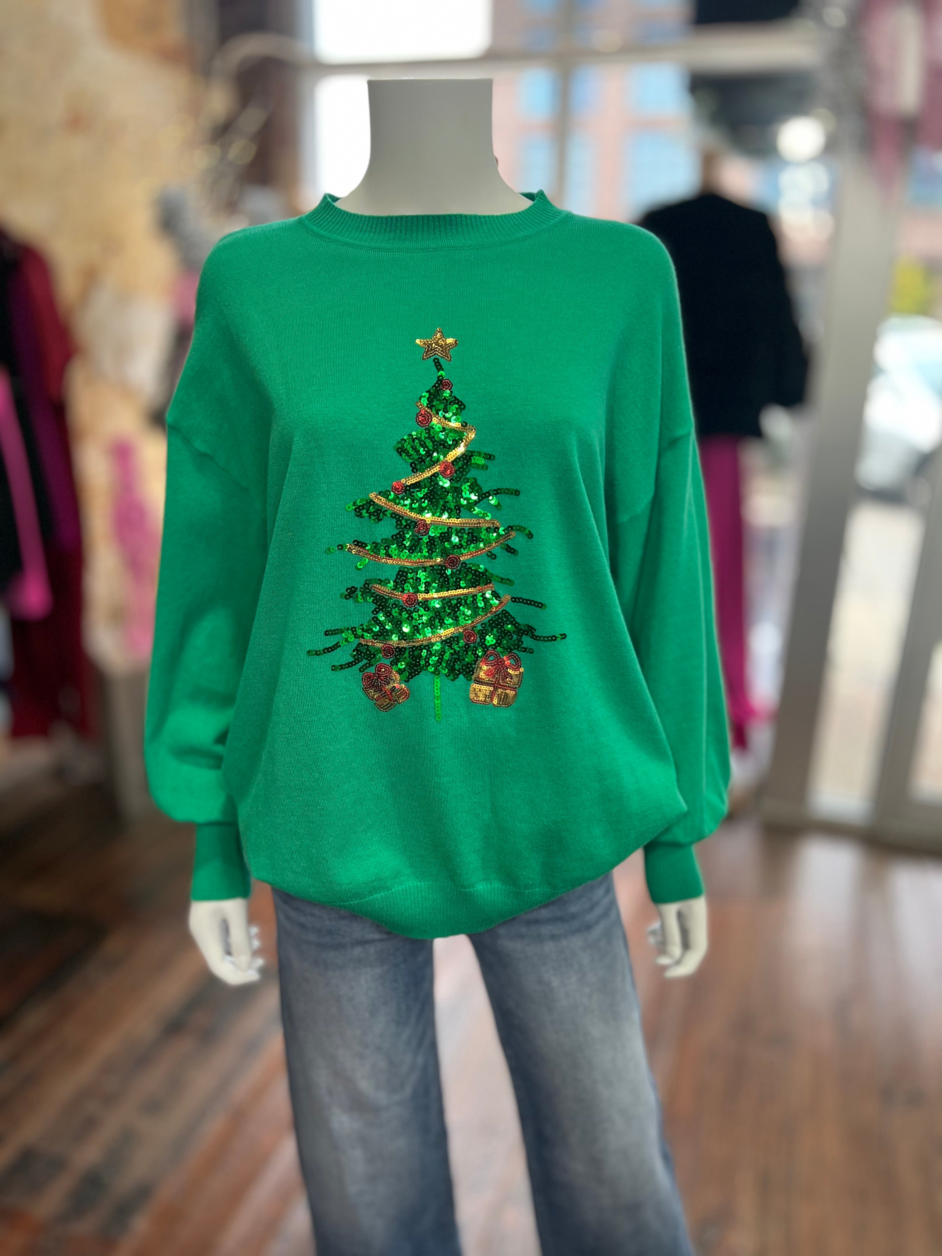 sequin Christmas tree sweater
